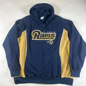 St Louis Rams 2XL NFL Team‎ Apparel Full Zip Hoodie Navy Gold Men's